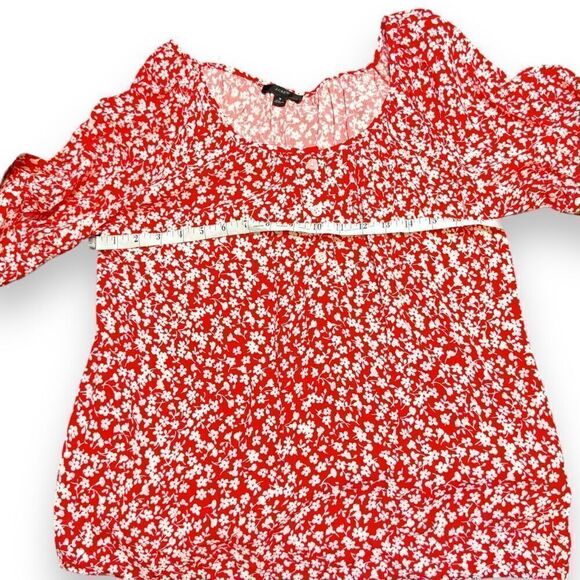 J. Crew Re-Imagined Scoop Neck Top Tossed Bouquet Red Floral Print Women’s Siz S - Picture 6 of 7